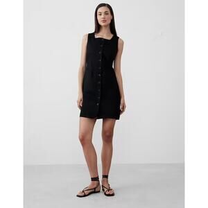 NWT Banana Republic 2025 Linen Blend Square Neck Mini Dress XS Black Classic